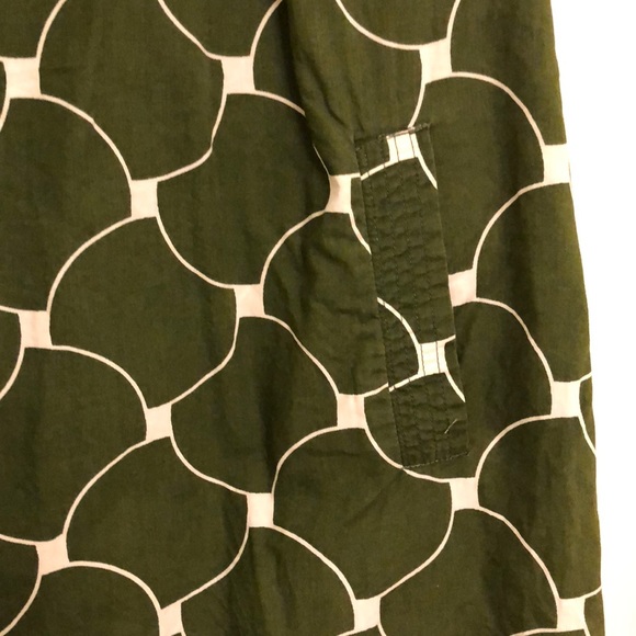 J.Crew Size 4 Dress Green Geometric Slash pockets - Picture 2 of 2